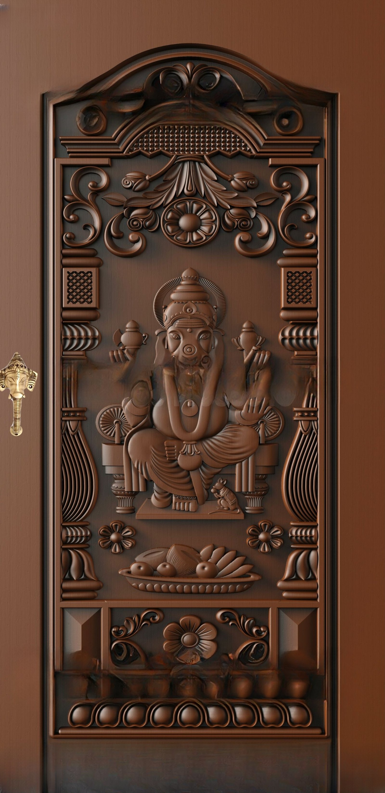 God Doors - GD-39 Lord Ganesha Divine 3D Relief Carving Door Model